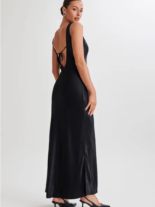 Nwt Meshki Sleek Black Slip Maxi Dress